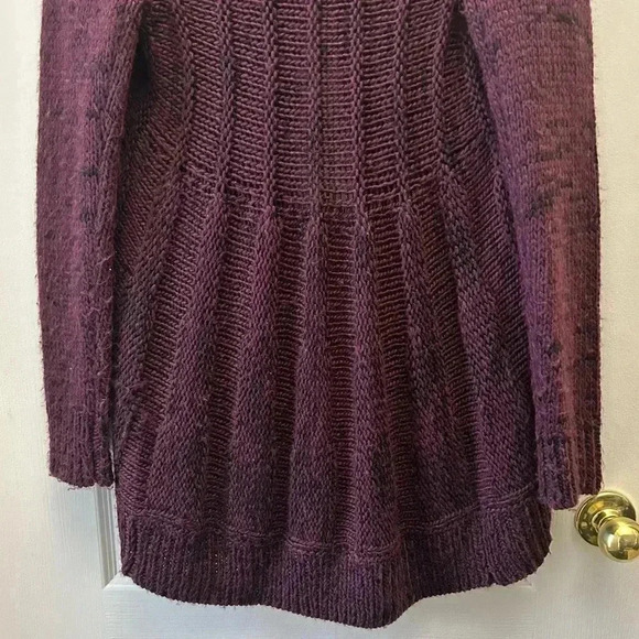 Ricki’s Circle Cardigan Open Front Draped Collar Sweater Burgundy Black Small - Picture 8 of 12